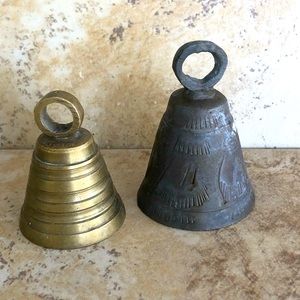 2 Vintage Brass Small Bells